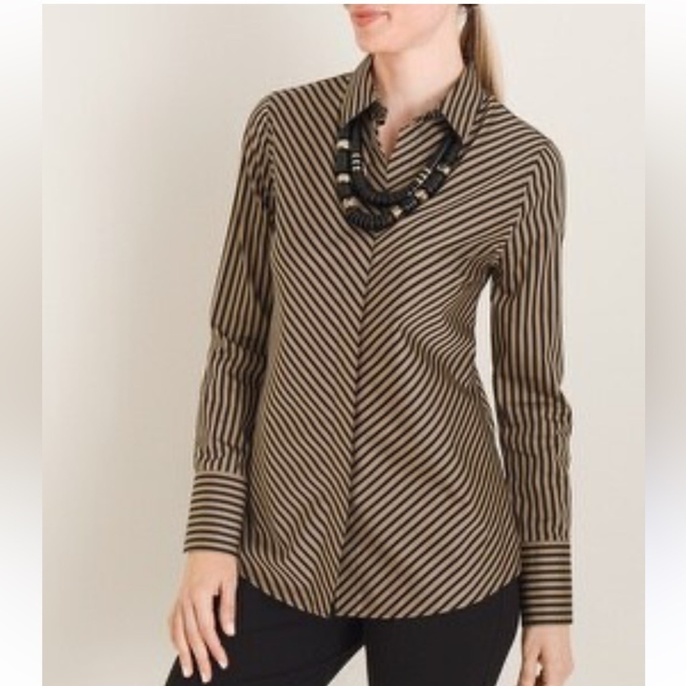 Chico’s no iron sateen Striped Top
